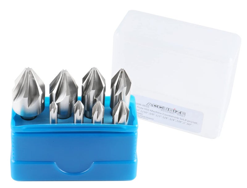 Accusize Industrial Tools 60 Degree 6 Flute H.S.S. Machine Countersink, 8 Pcs, Precision Ground, 0206-0010 - Image 3